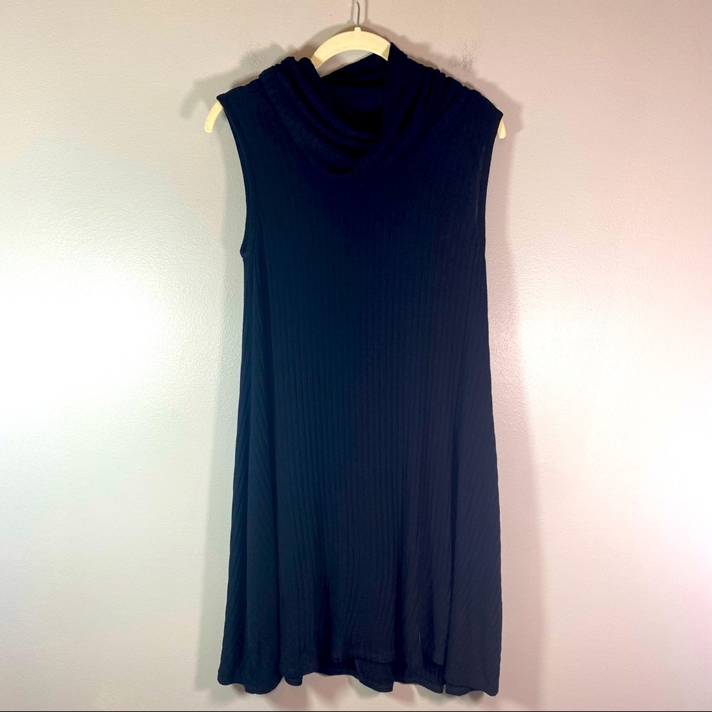 Abound | Black Ribbed Sleeveless Cowl Neck Midi Dress NWT